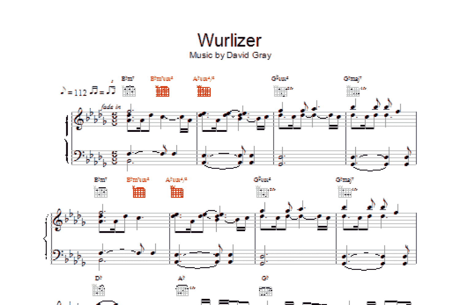 Wurlizer (Piano, Vocal & Guitar Chords)