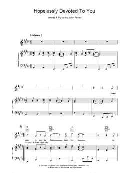 page one of Hopelessly Devoted To You (Piano, Vocal & Guitar Chords (Right-Hand Melody))
