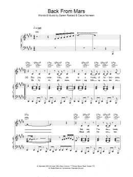 page one of Back From Mars (Piano, Vocal & Guitar Chords)
