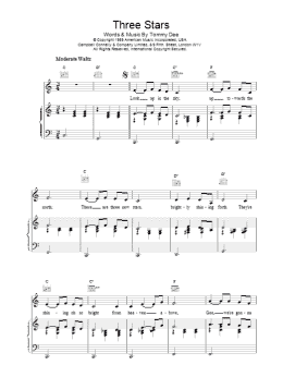 page one of Three Stars (Piano, Vocal & Guitar Chords)