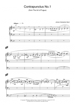 page one of Contrapunctus No.1 from The Art of Fugue (Organ)