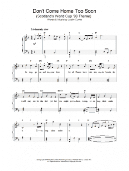 page one of Don't Come Home Too Soon (Scotland's World Cup '98 Theme) (Piano, Vocal & Guitar Chords)