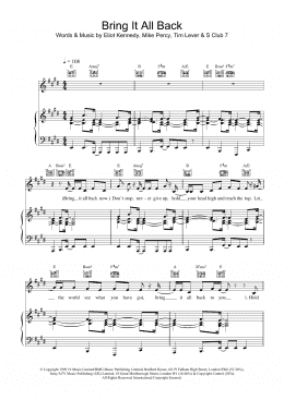 page one of Bring It All Back (Piano, Vocal & Guitar Chords)
