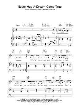 page one of Never Had A Dream Come True (Piano, Vocal & Guitar Chords)
