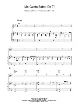 page one of Me Gusta Saber De Ti (Piano, Vocal & Guitar Chords)