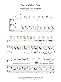 page one of Donde Caben Dos (Piano, Vocal & Guitar Chords)