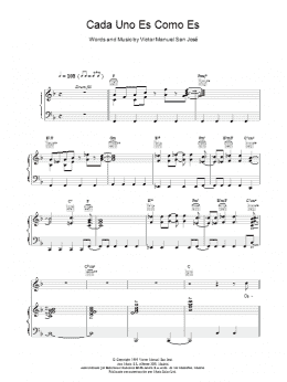 page one of Cada Uno Es Como Es (Piano, Vocal & Guitar Chords)