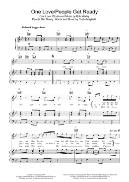 page one of One Love/People Get Ready (Piano, Vocal & Guitar Chords)