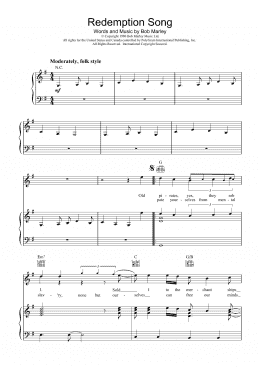 page one of Redemption Song (Piano, Vocal & Guitar Chords)