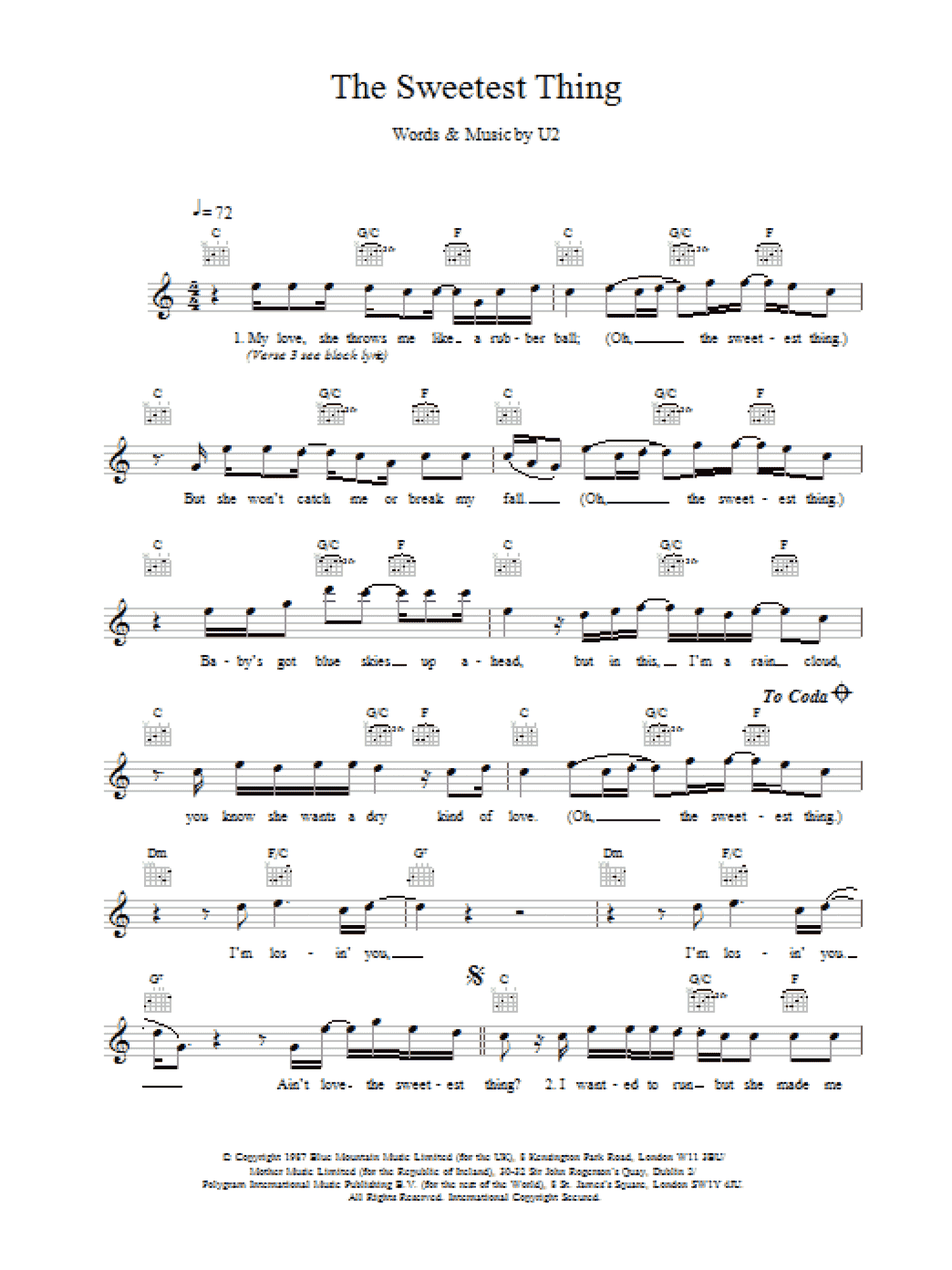 The Sweetest Thing (Lead Sheet / Fake Book)