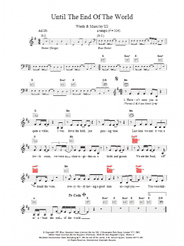 page one of Until The End Of The World (Lead Sheet / Fake Book)