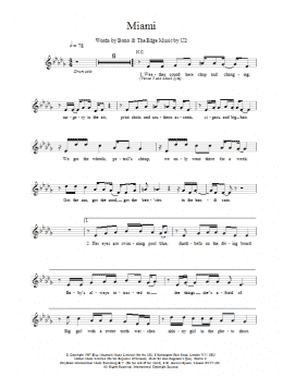 page one of Miami (Lead Sheet / Fake Book)
