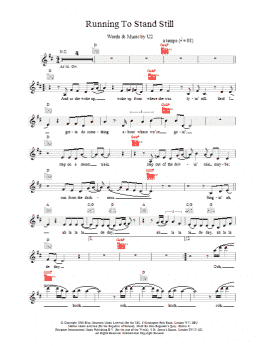 page one of Running To Stand Still (Lead Sheet / Fake Book)
