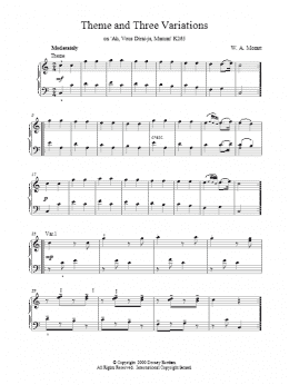 page one of Theme and Three Variations on 'Ah, Vous Dirai-je, Maman' K265 (Piano Solo)