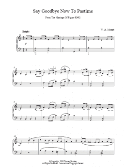 page one of Say Goodbye Now To Pastime From The Marriage Of Figaro K492 (Piano Solo)
