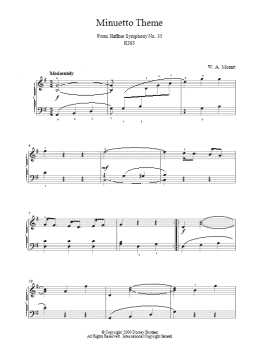 page one of Minuetto Theme From Haffner Symphony No. 35 K385 (Piano Solo)