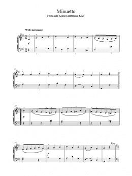 page one of Minuetto from Eine Kleine Nachtmusik K525 (Piano Solo)