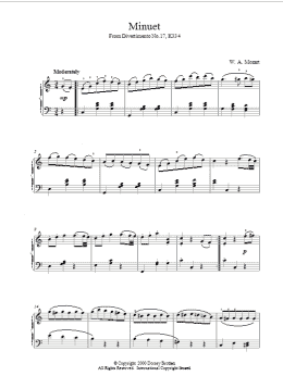 page one of Minuet from Divertimento No.17, K334 (Piano Solo)