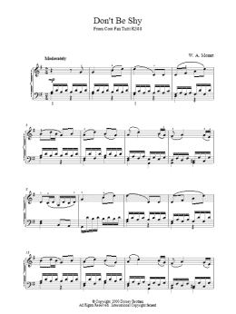 page one of Don't Be Shy From Cosi Fan Tutti K588 (Piano Solo)