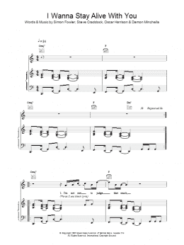 page one of I Wanna Stay Alive With You (Piano, Vocal & Guitar Chords)