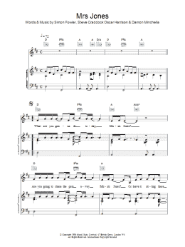 page one of Mrs Jones (Piano, Vocal & Guitar Chords)