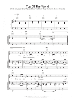 page one of Top Of The World (Piano, Vocal & Guitar Chords)