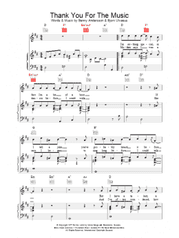 page one of Thank You For The Music (Piano, Vocal & Guitar Chords (Right-Hand Melody))