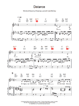 page one of Distance (Piano, Vocal & Guitar Chords)