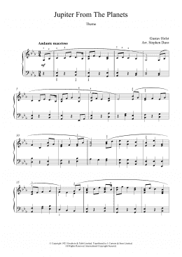 page one of Jupiter (from The Planets, Op.32) (Piano Solo)