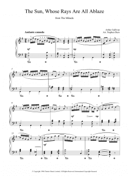 page one of The Sun Whose Rays Are All Ablaze (from The Mikado) (Piano Solo)