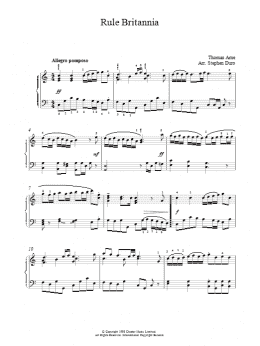 page one of Rule Britannia (Piano Solo)