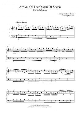 page one of The Arrival Of The Queen Of Sheba (from Solomon) (Piano Solo)