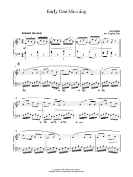 page one of Early One Morning (Piano Solo)