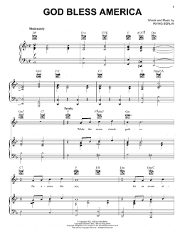 page one of God Bless America (Piano, Vocal & Guitar Chords (Right-Hand Melody))
