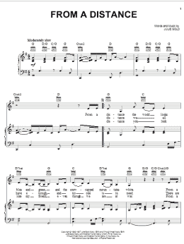 page one of From A Distance (Piano, Vocal & Guitar Chords (Right-Hand Melody))