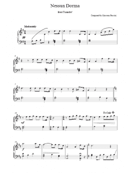 page one of Nessun Dorma from Turandot (Piano Solo)