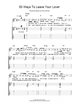 page one of 50 Ways To Leave Your Lover (Guitar Tab)