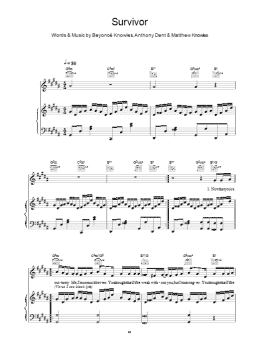 page one of Survivor (Piano, Vocal & Guitar Chords)