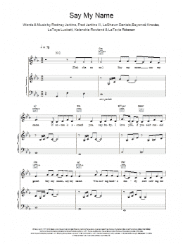 page one of Say My Name (Piano, Vocal & Guitar Chords)