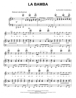page one of La Bamba (Piano, Vocal & Guitar Chords (Right-Hand Melody))