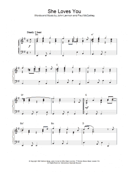 page one of She Loves You (Piano Solo)