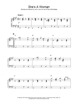 page one of She's A Woman (Piano Solo)