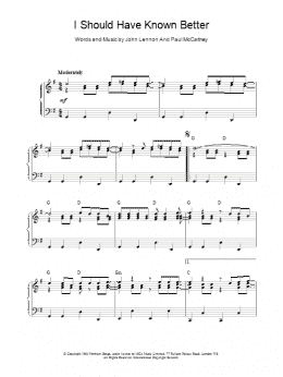 page one of I Should Have Known Better (Piano Solo)