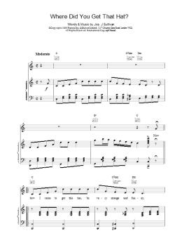 page one of Where Did You Get That Hat? (Piano, Vocal & Guitar Chords)