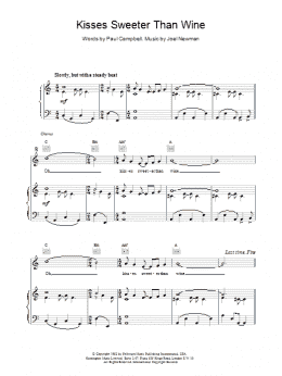 page one of Kisses Sweeter Than Wine (Piano, Vocal & Guitar Chords)