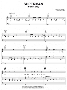 page one of Superman (It's Not Easy) (Piano, Vocal & Guitar Chords (Right-Hand Melody))
