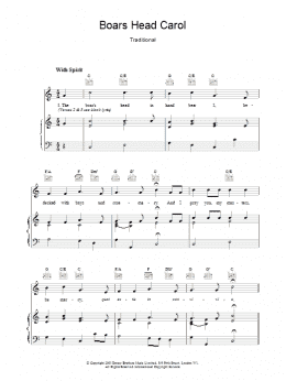 page one of Boars Head Carol (Piano, Vocal & Guitar Chords)