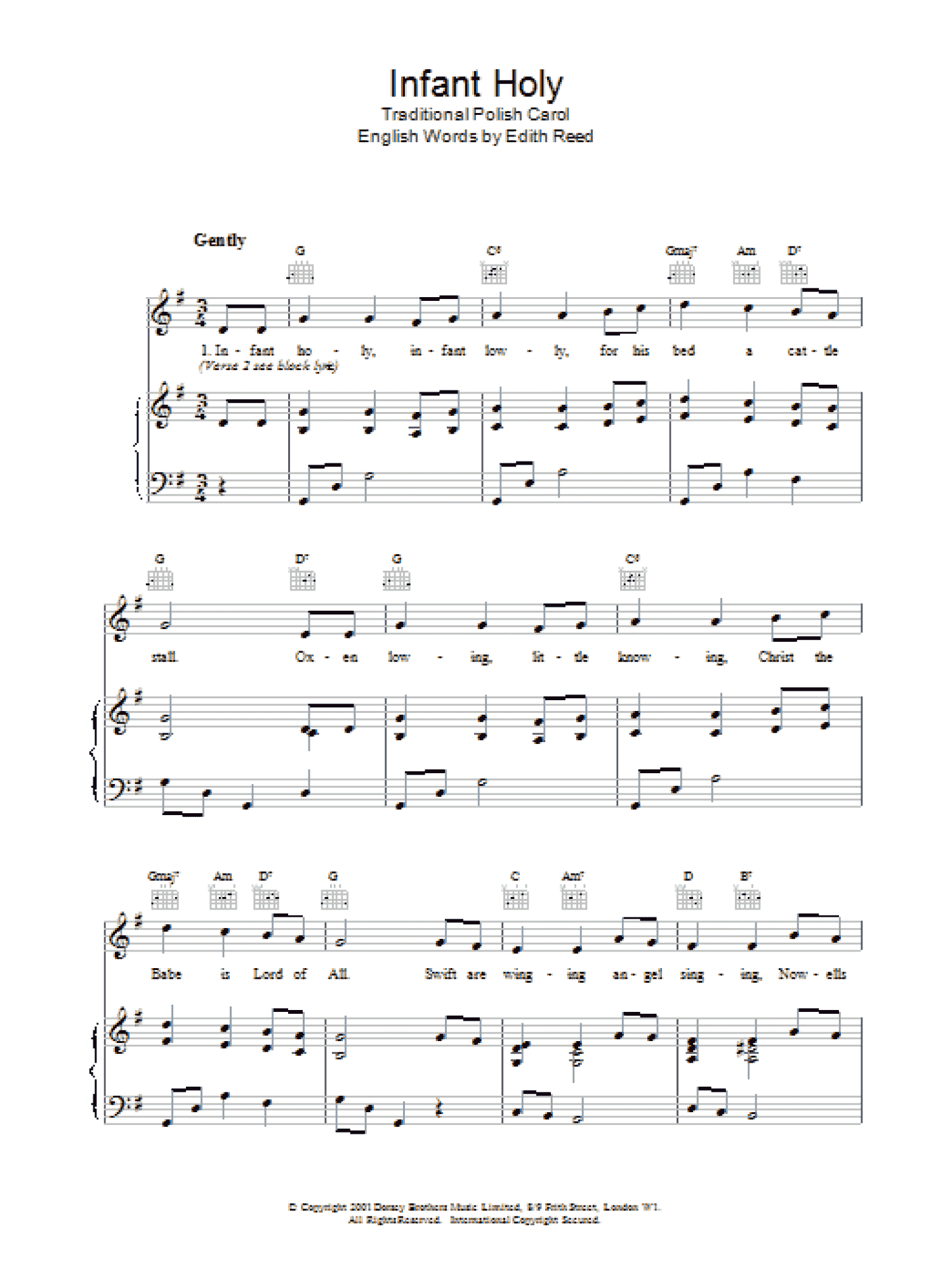 Infant Holy (Piano, Vocal & Guitar Chords (Right-Hand Melody))