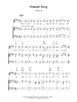 page one of Wassail Song (Piano, Vocal & Guitar Chords)