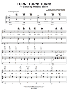 page one of Turn! Turn! Turn! (To Everything There Is A Season) (Piano, Vocal & Guitar Chords (Right-Hand Melody))